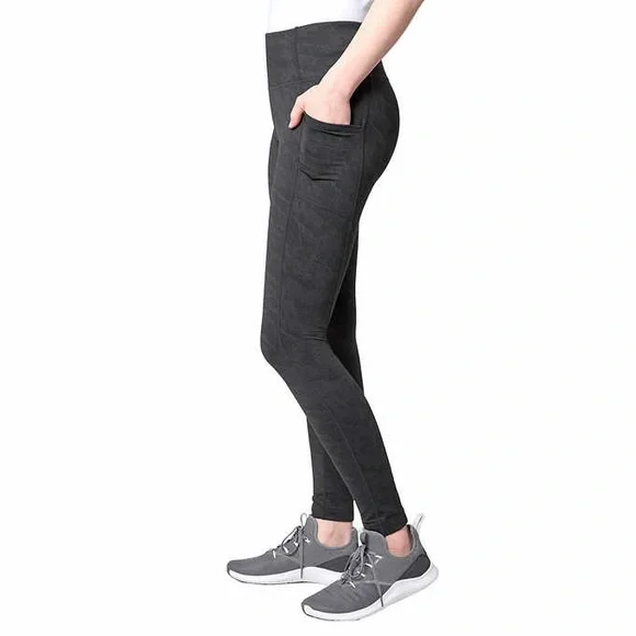 Mondetta Brushed Jacquard Black High Waist Legging with Pockets - Picture 3 of 7